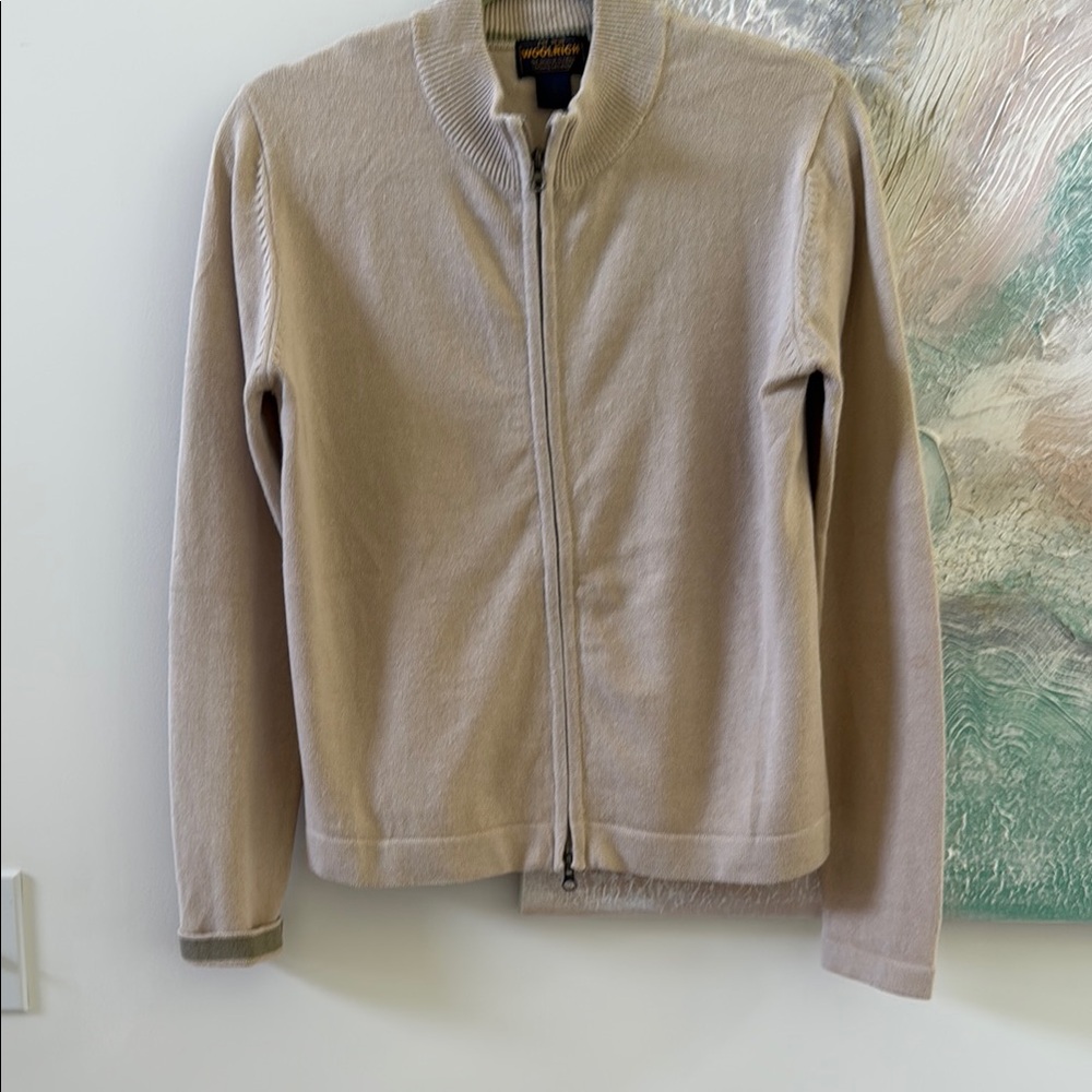 Woolrich Tan Bomber sweater Lightweight Zip-Up. Cardigan